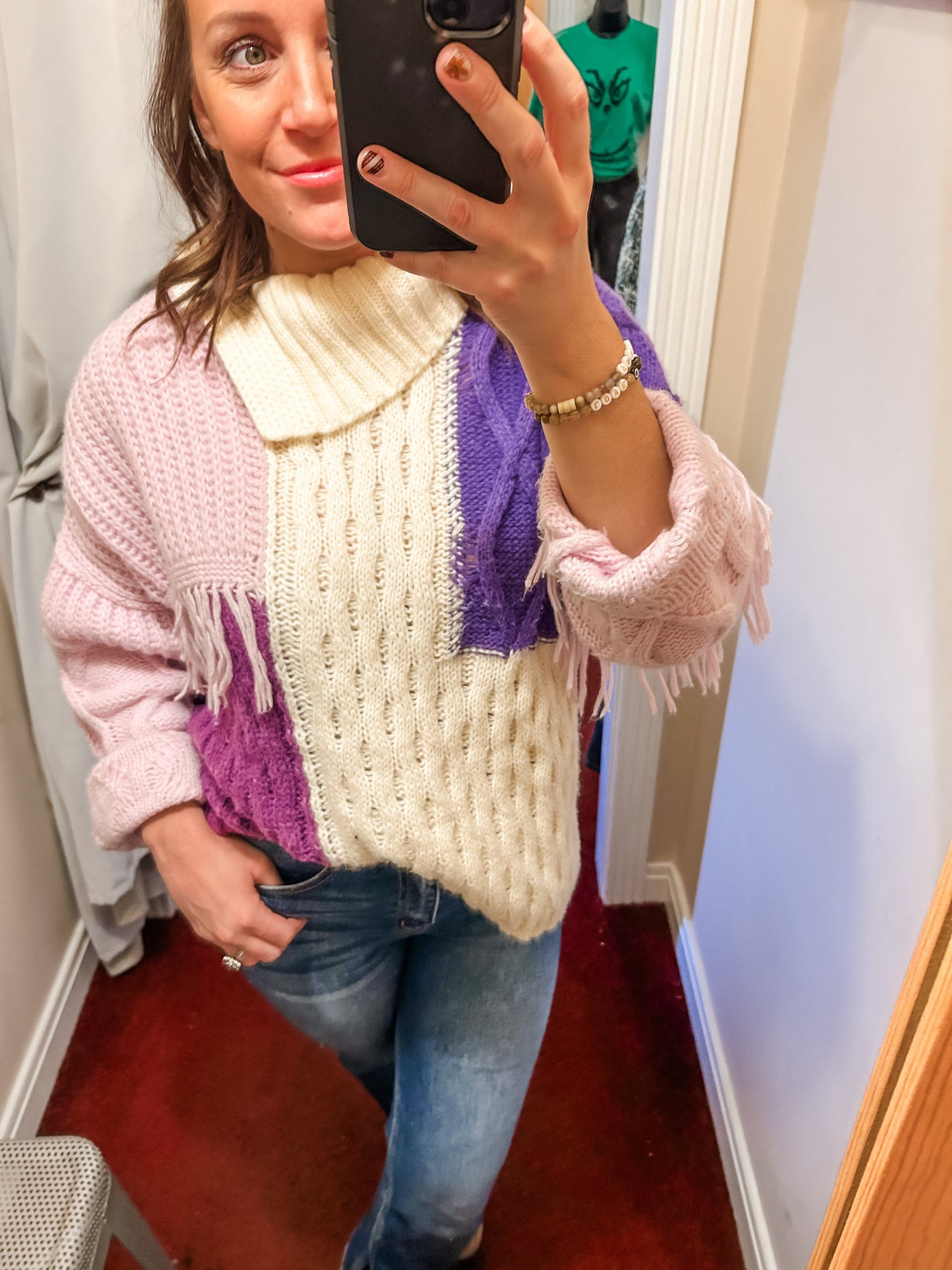 Purple Fringe Sweater