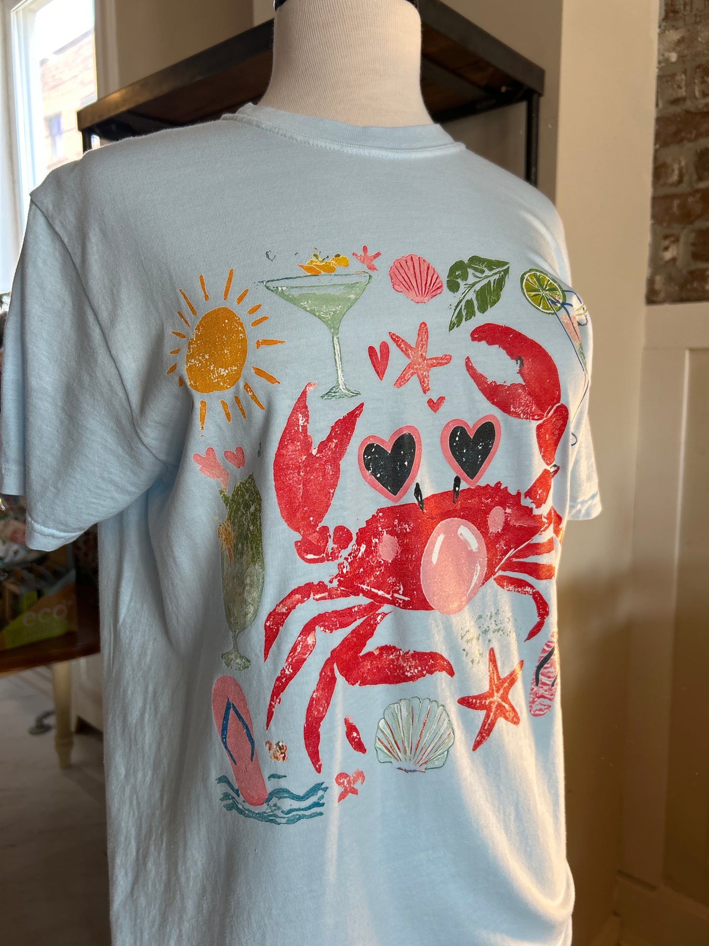 Bubblegum Crab Graphic Tee - Chambray