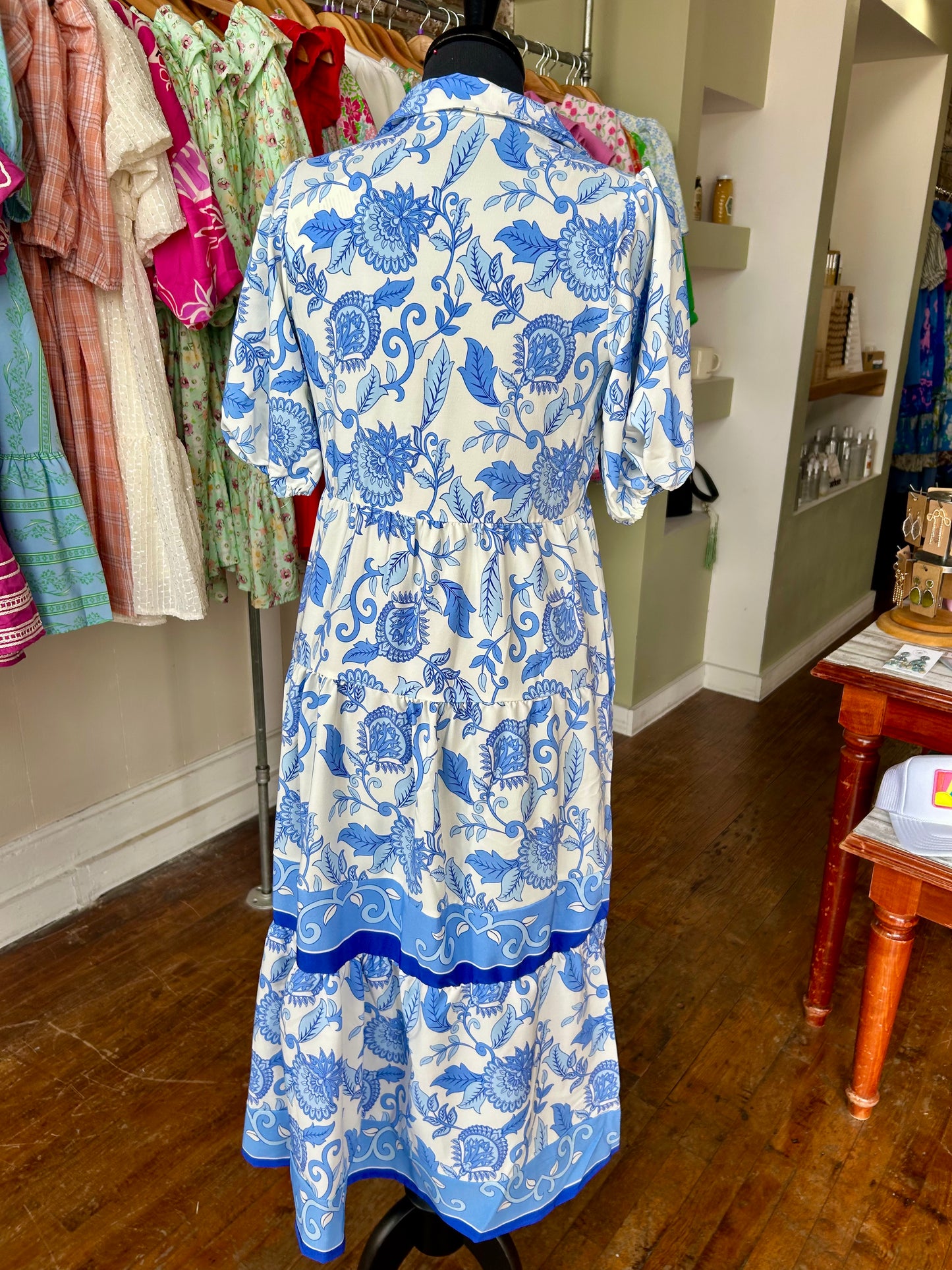 Eloise Dress | Porcelain Vines Blue