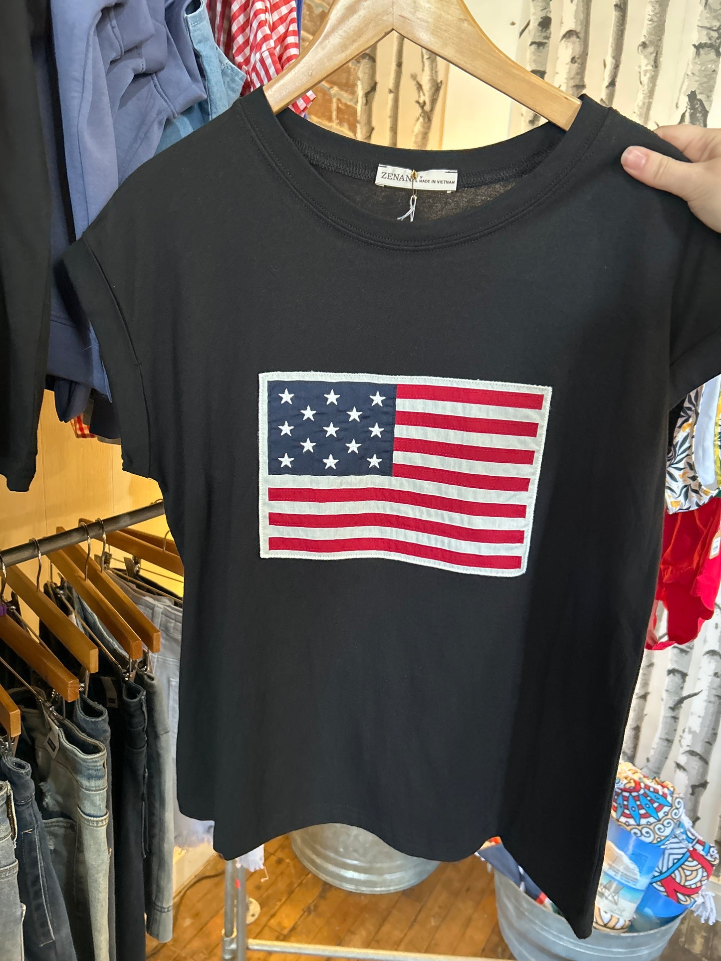 American Flag Patch Tee - Black