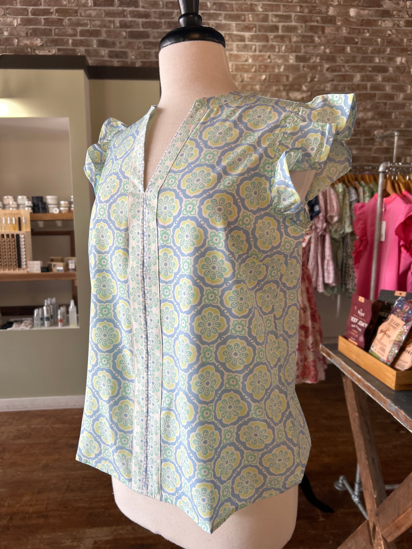 Mary Square - Kira Top | Mosaic Charm Blue