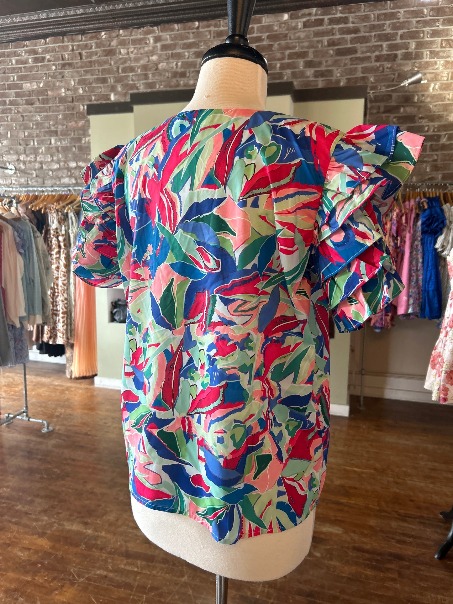 Talk of the Tropics Ruffle Top