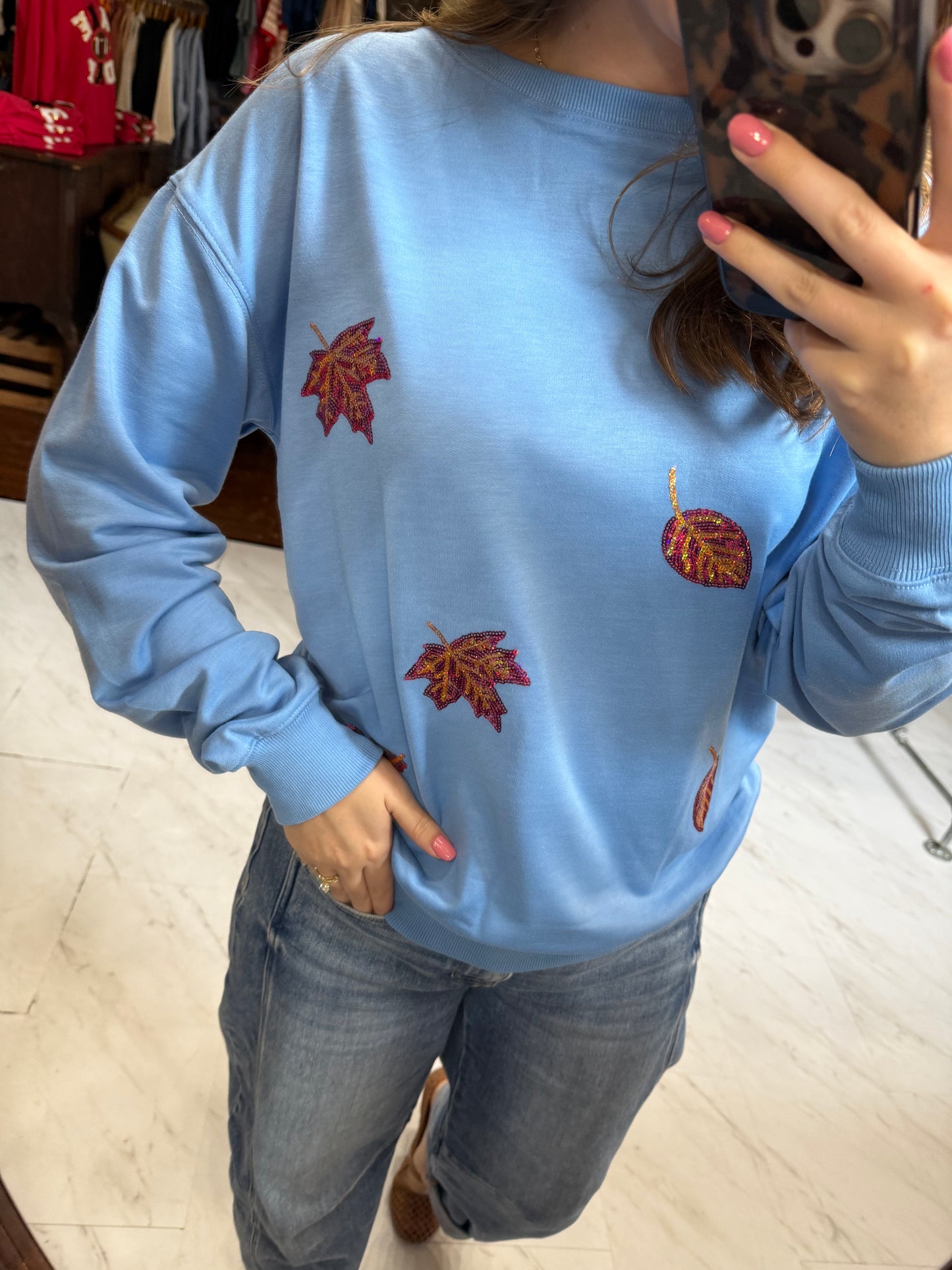 Sequin Leaf Sweatshirt
