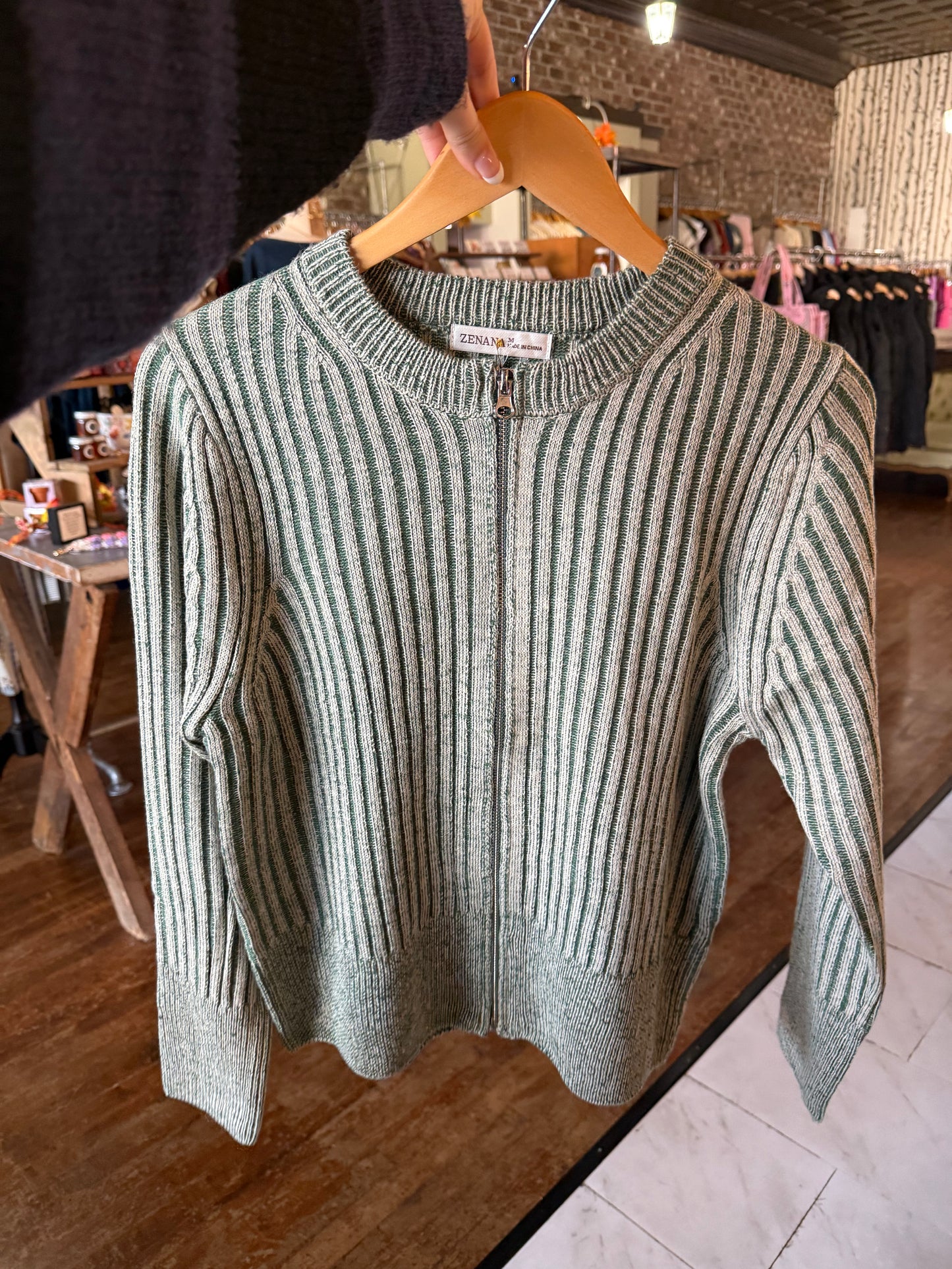 Madeline Zip-Up - Dark Green