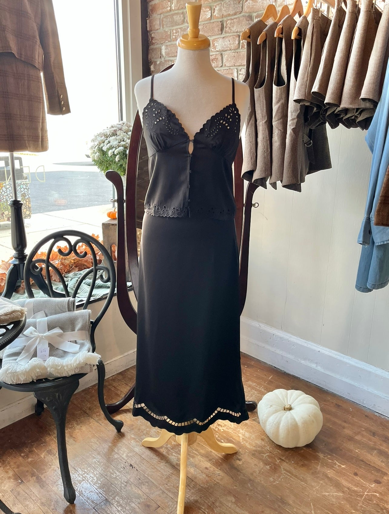 Satin Cami with Scalloped Neckline and Hem