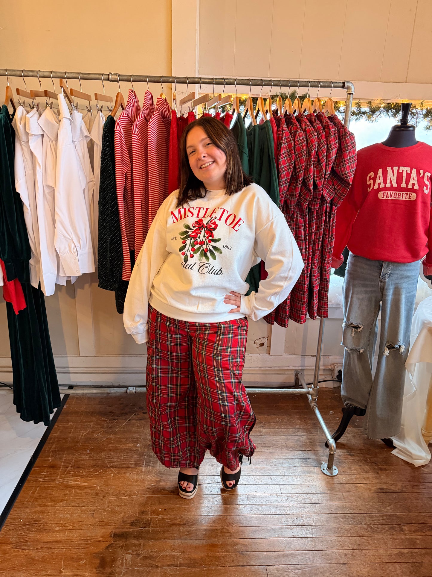 Plaid Joggers with Bow Detail