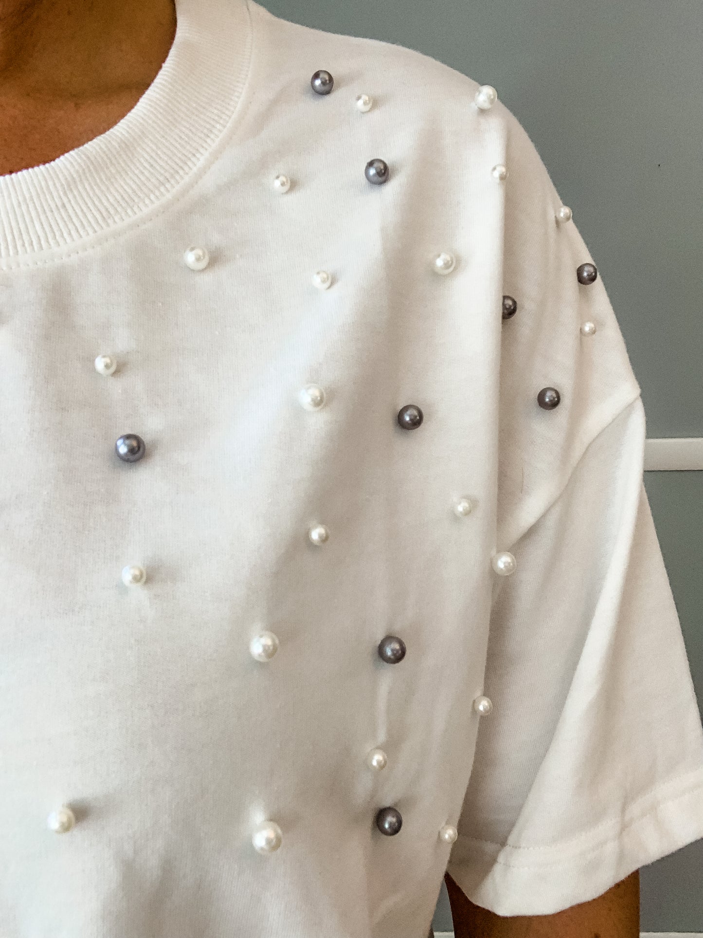 White Pearl Detail Top