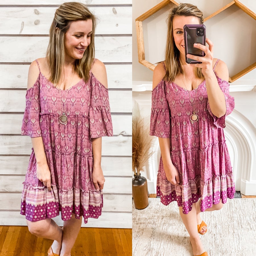 Cold shoulder best sale boho dress