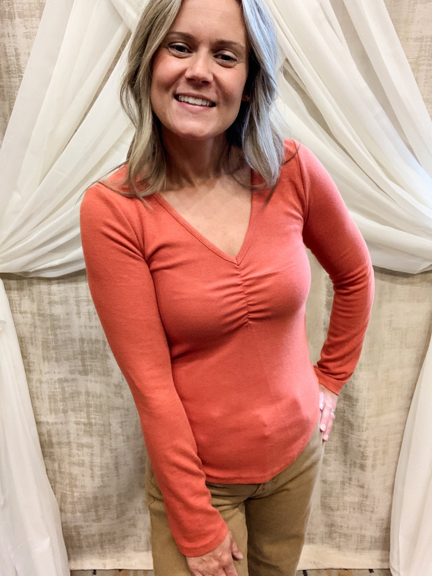 Pumpkin Gathered Top