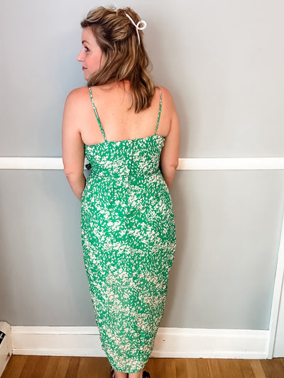 Green Swiss Dot Floral Dress