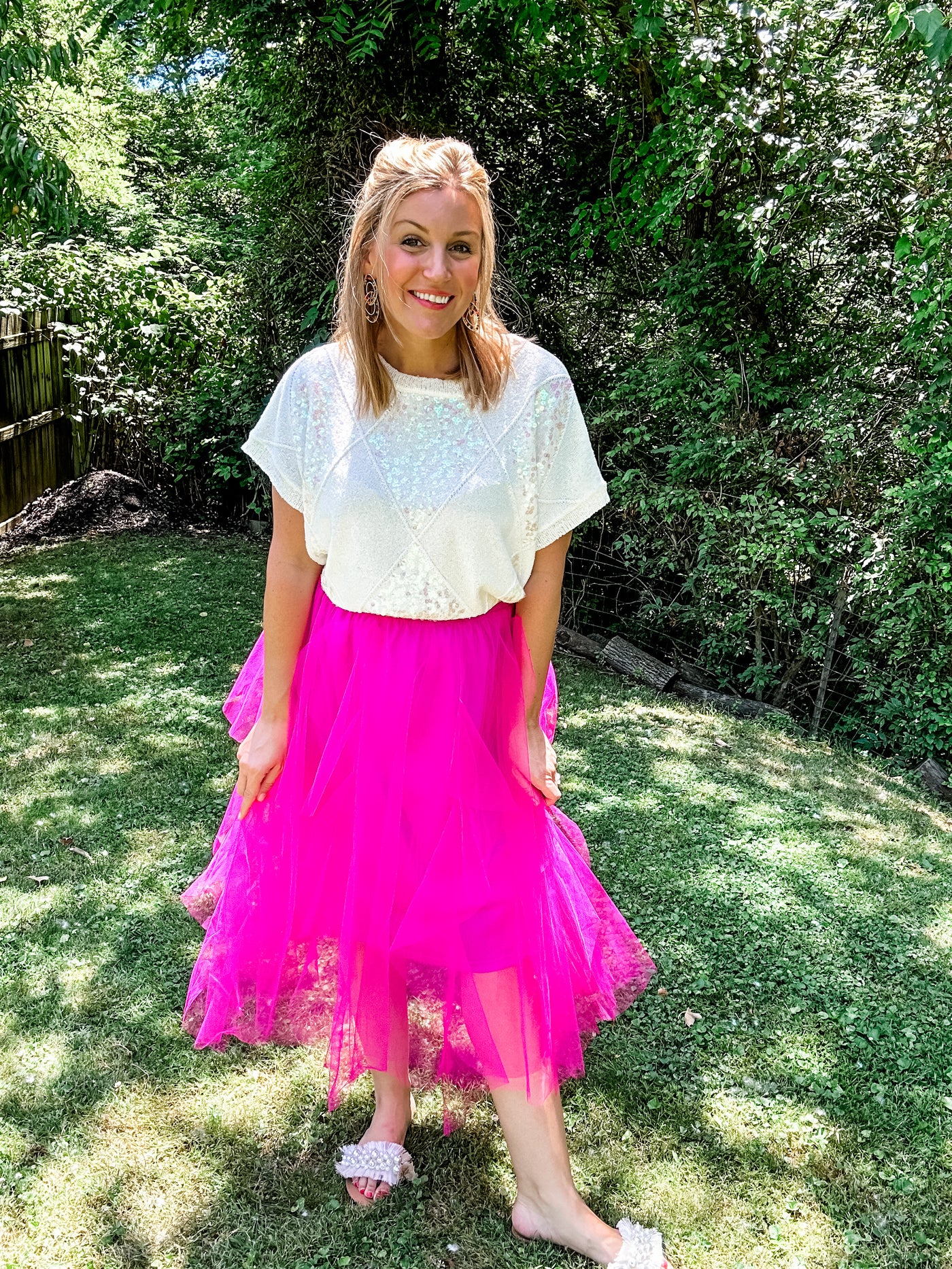 White Knit Sequin Top