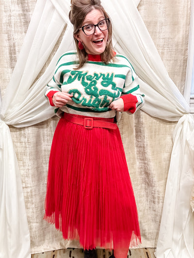 Red Tulle Skirt with Belt