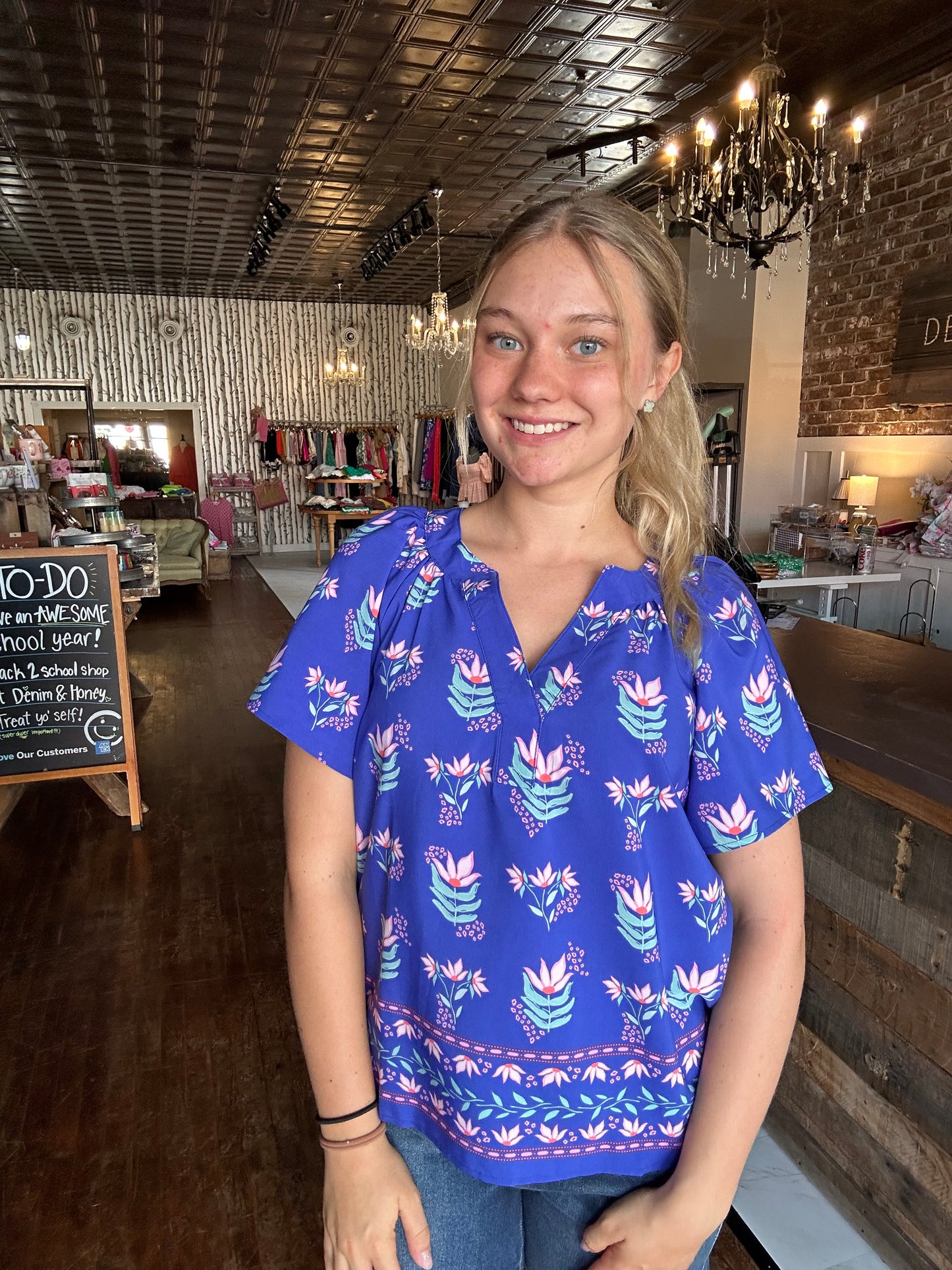 Lori Top | Petal Keepsake Blue