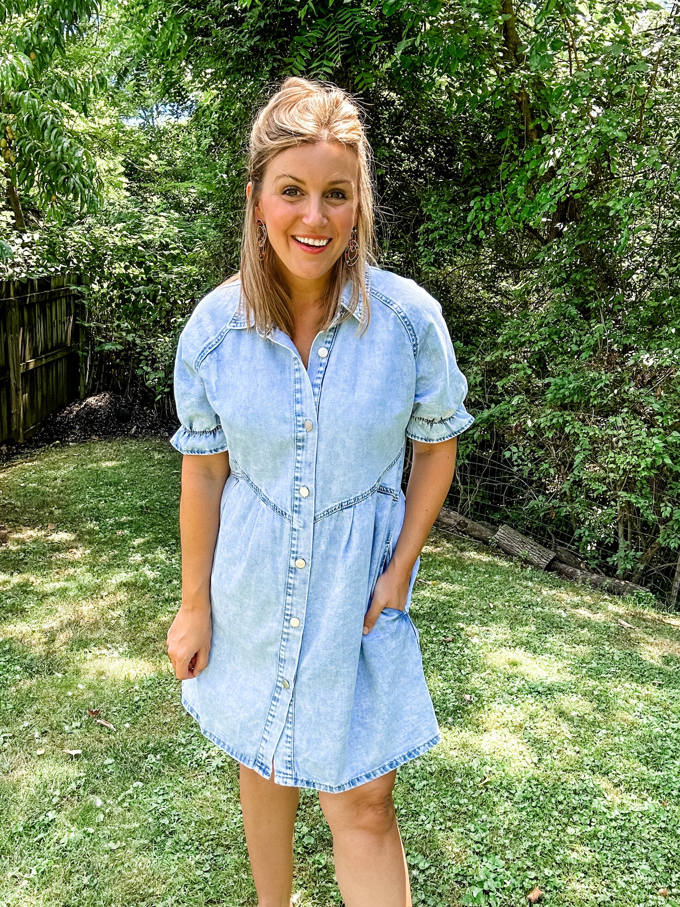 Light Denim Ruffle Dress