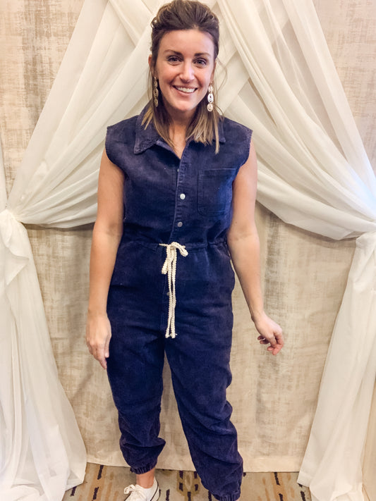 Navy Corduroy Jumpsuit