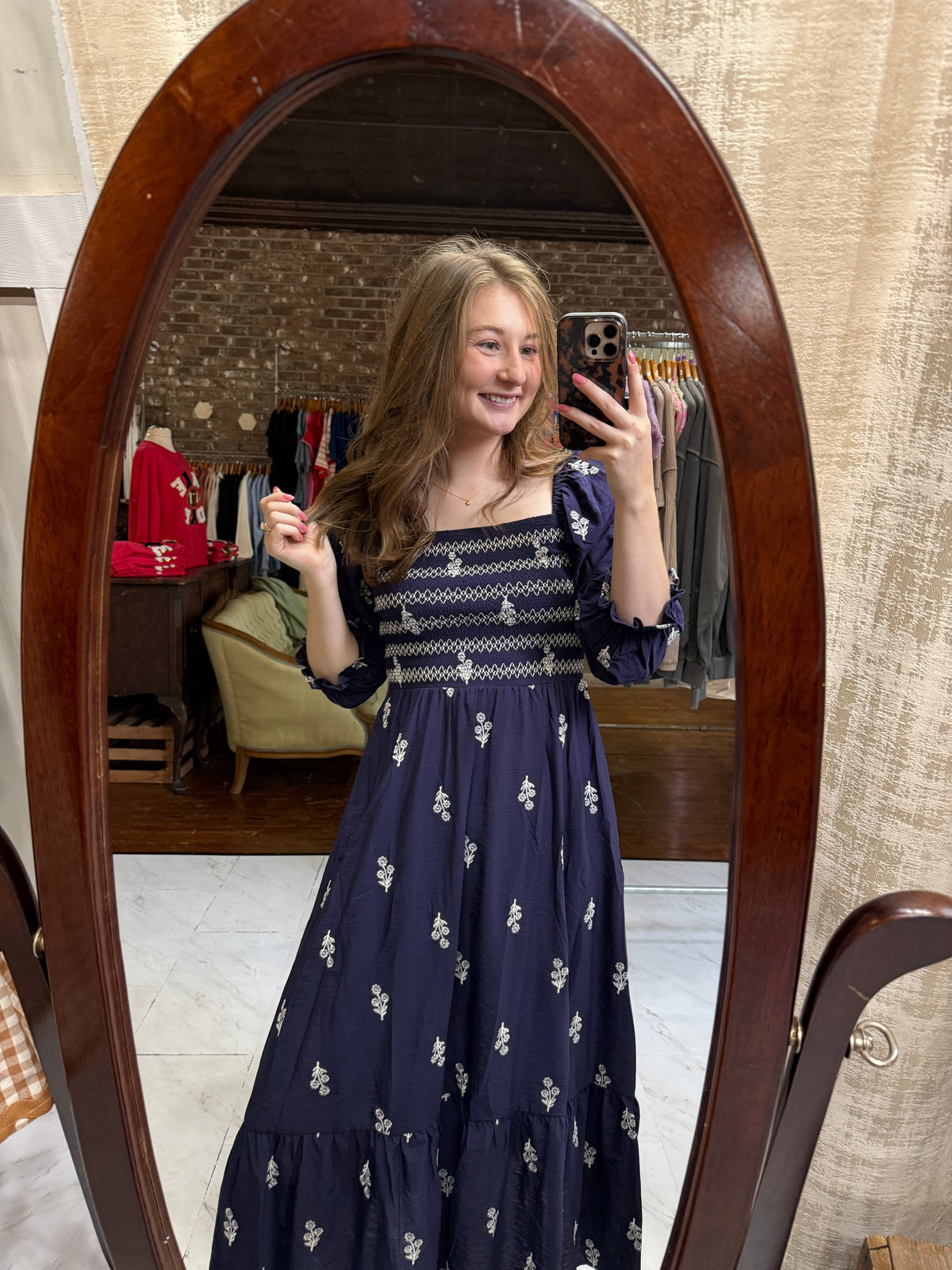 Roselyn Midi Dress - Navy