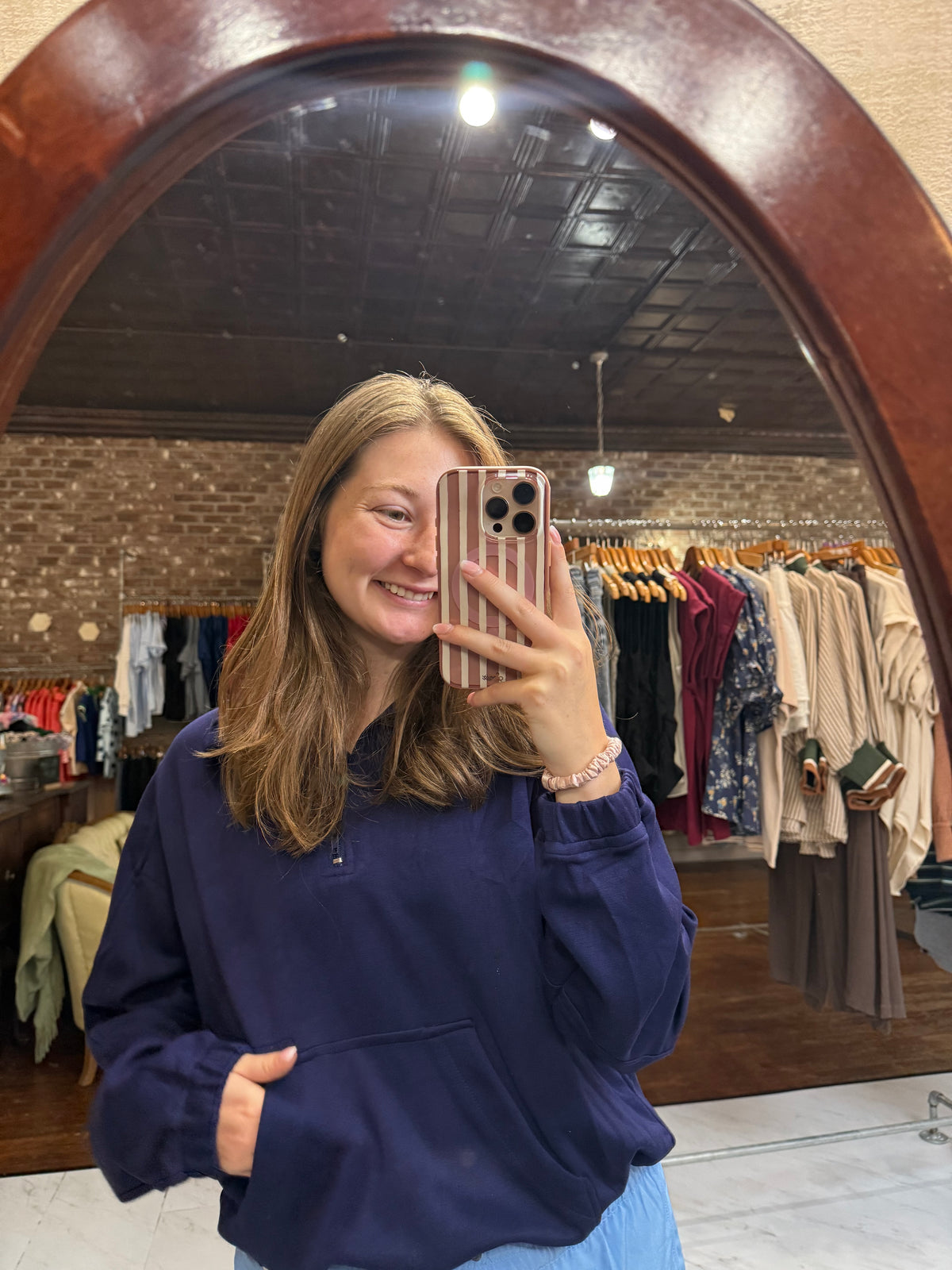 Luxeknit Half-Zip Pullover Sweatshirt - Navy