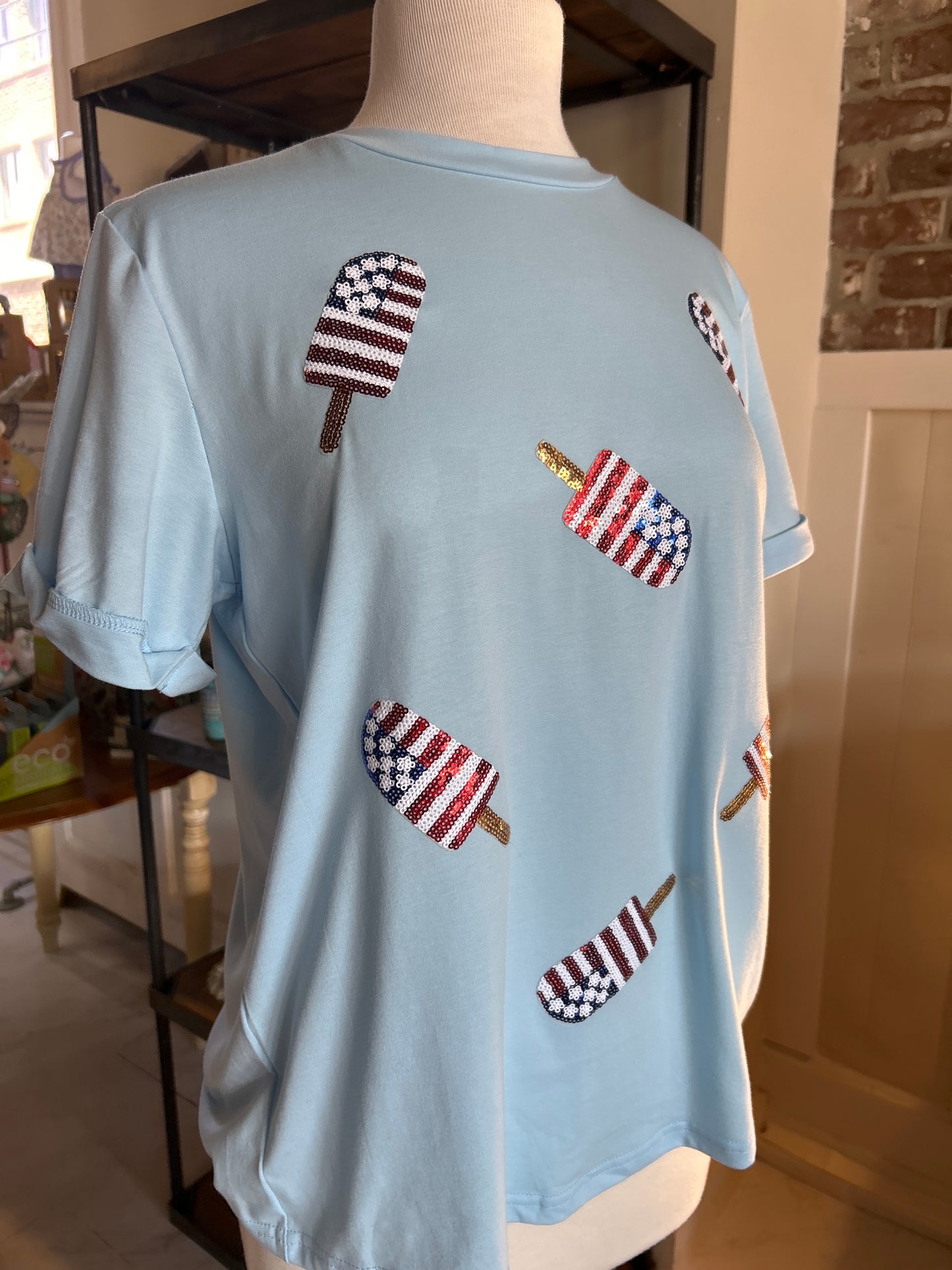 Fourth of July Casual Shift Round Neck Short Sleeve T-Shirts