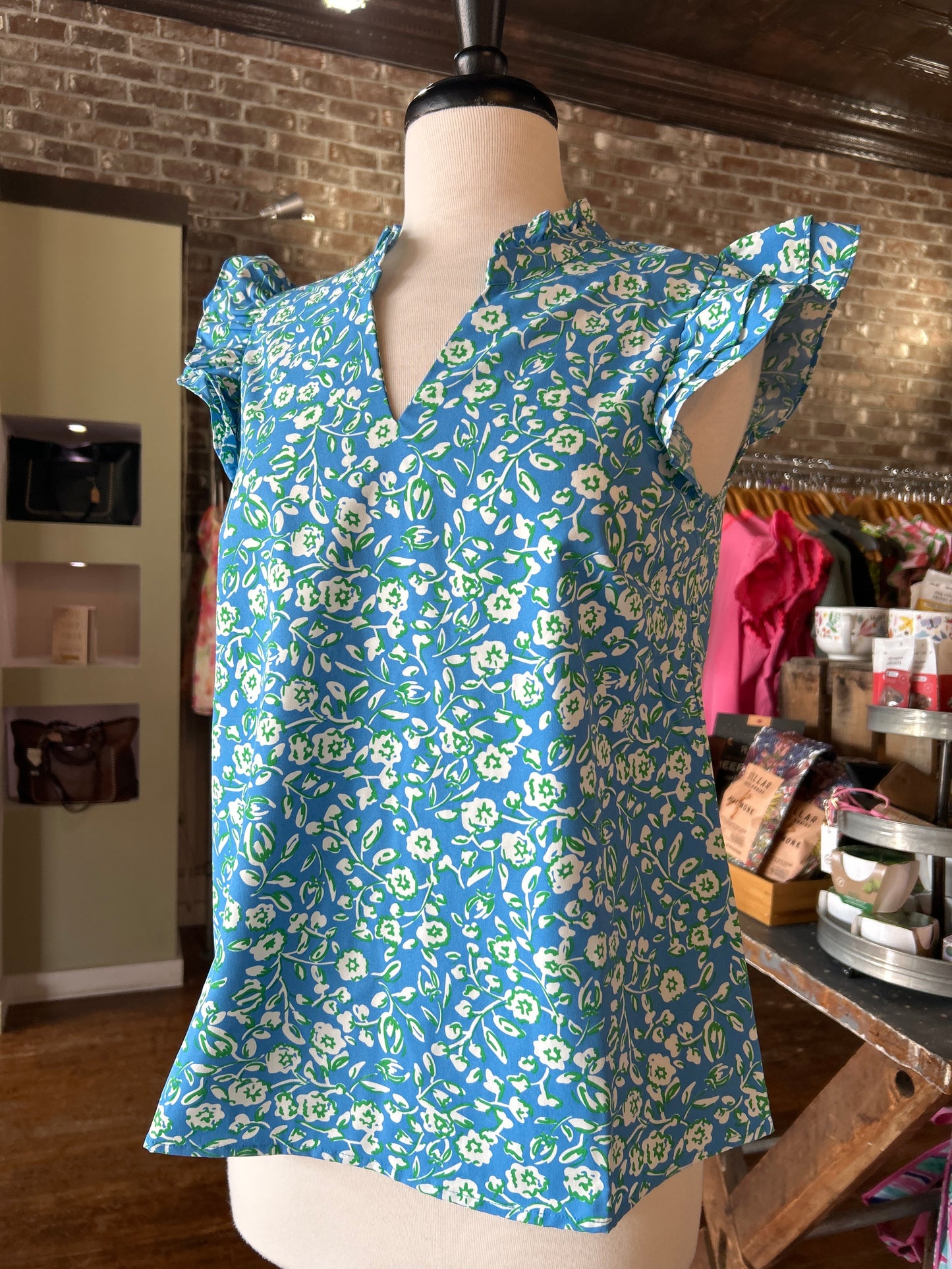 Mary Square - Leigh Top | Meadow Line Blue