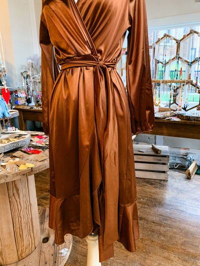 Deep Rust Satin Dress