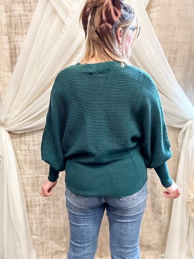 Deep Green Ribbed Sweater