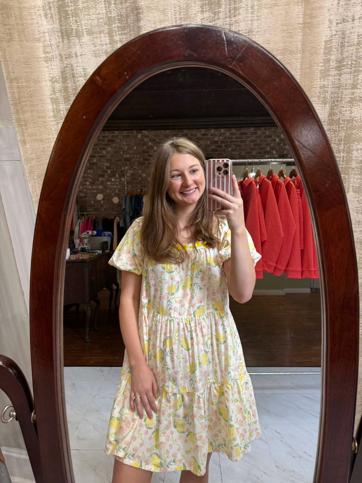 Yellow Floral Mini Dress