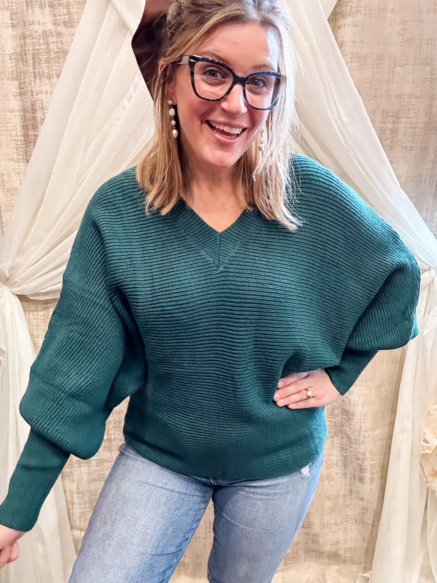 Deep Green Ribbed Sweater