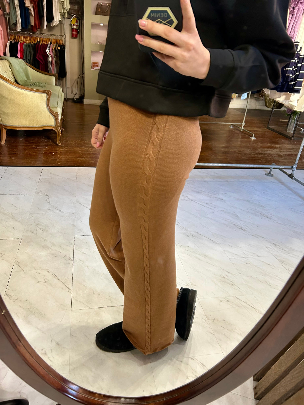 Lina Sweater Pants - Dark Camel
