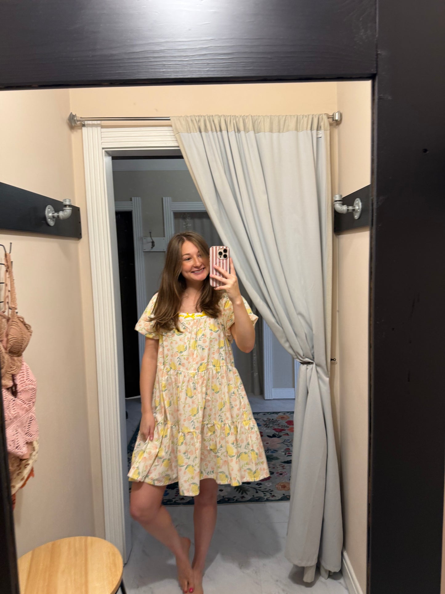 Yellow Floral Mini Dress