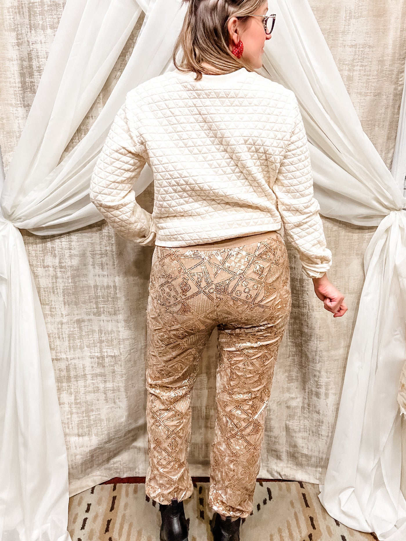 Champagne Sequin Joggers