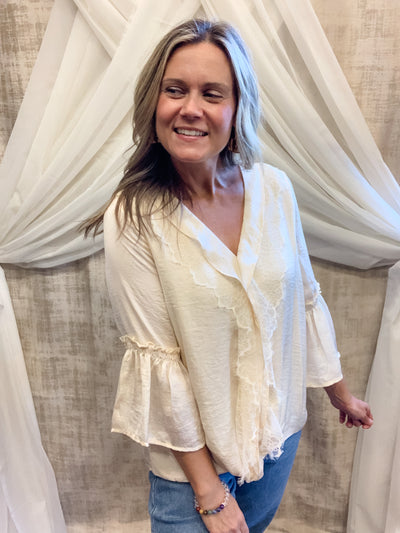 Cream Ruffle Top