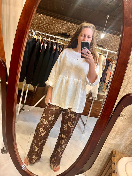 Adeline Floral Pants - Brown