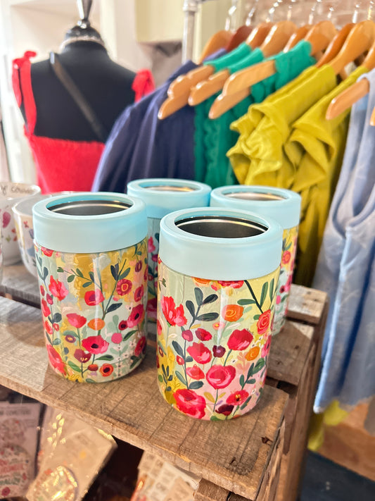 Red Flower Can Cooler
