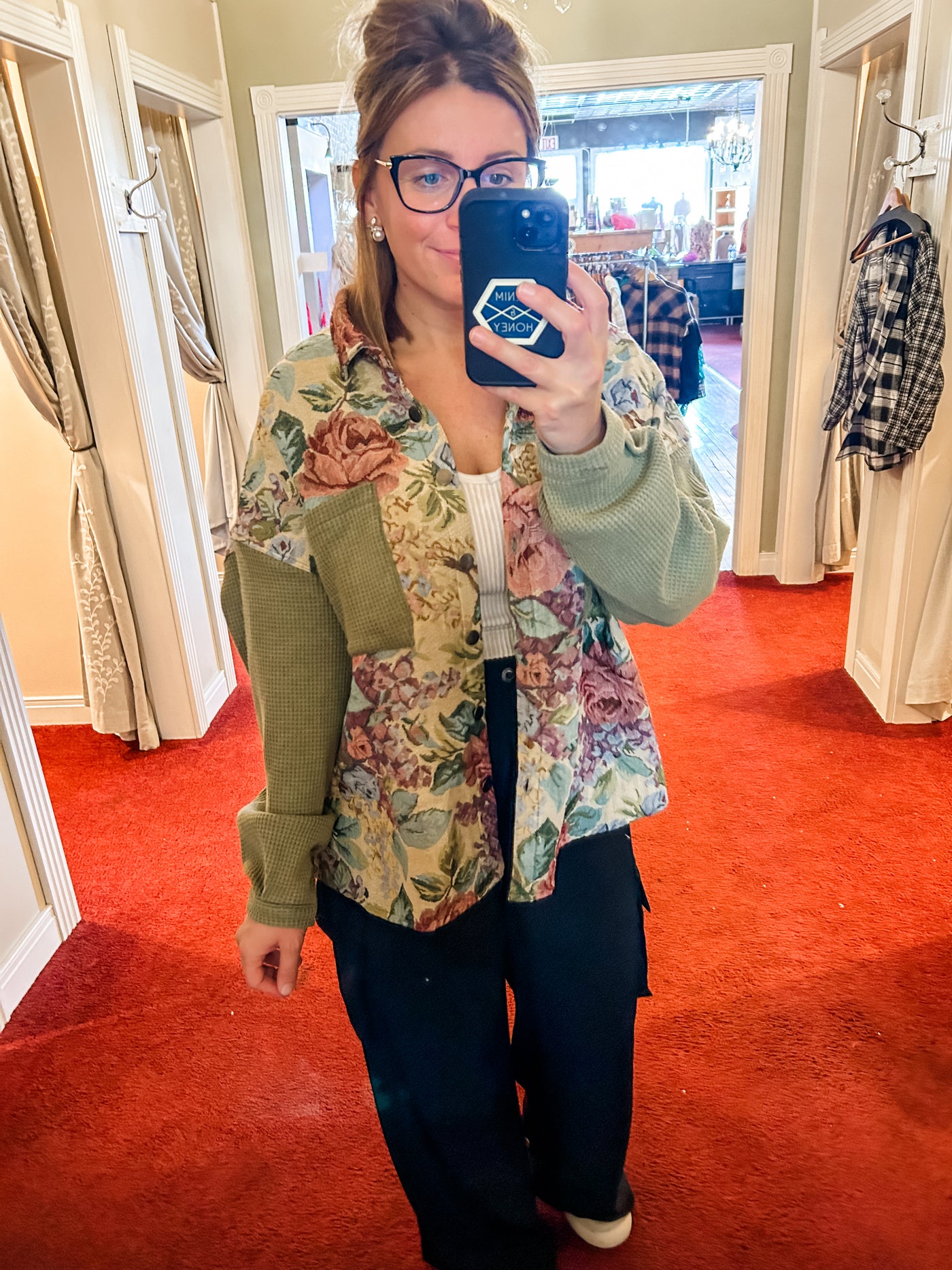 Olive Floral Shacket