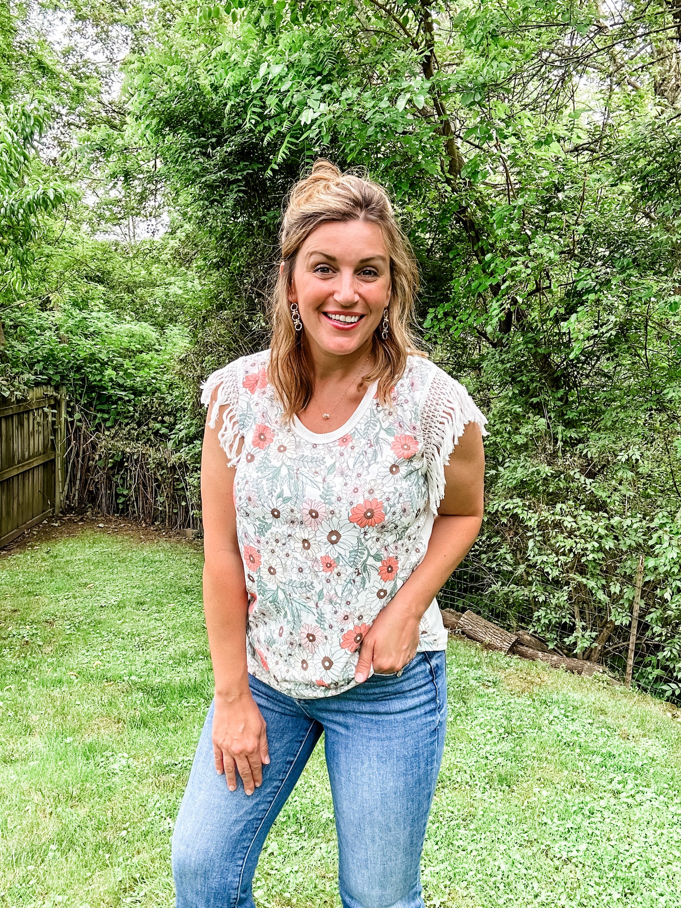 Floral Fringe Top