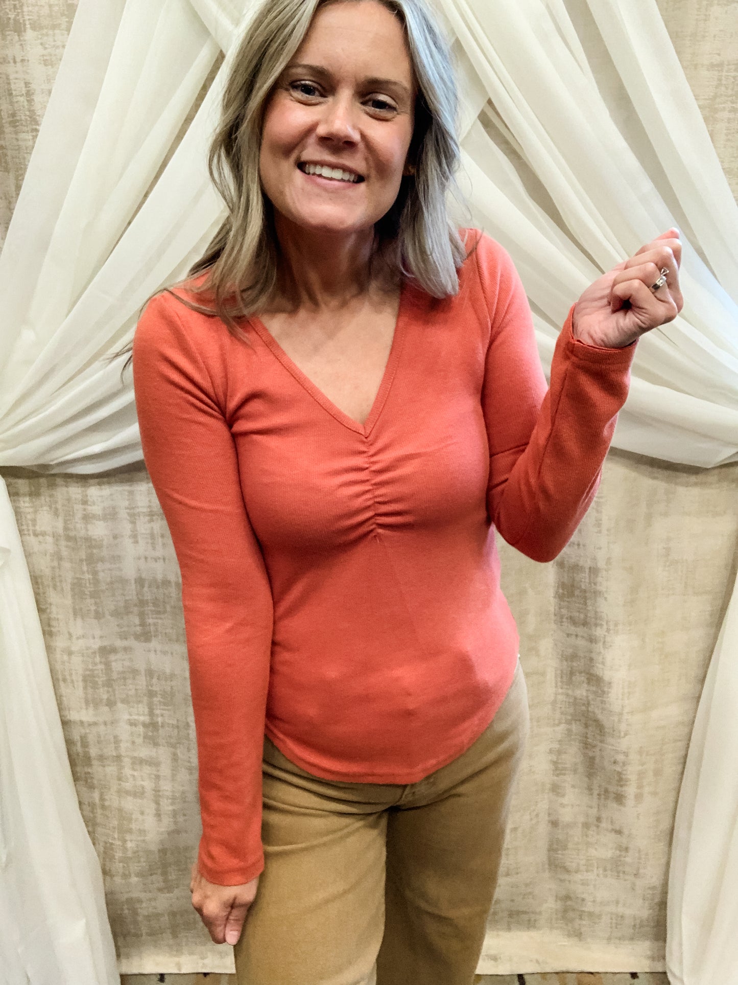 Pumpkin Gathered Top
