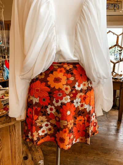 Fall Floral Satin Skirt