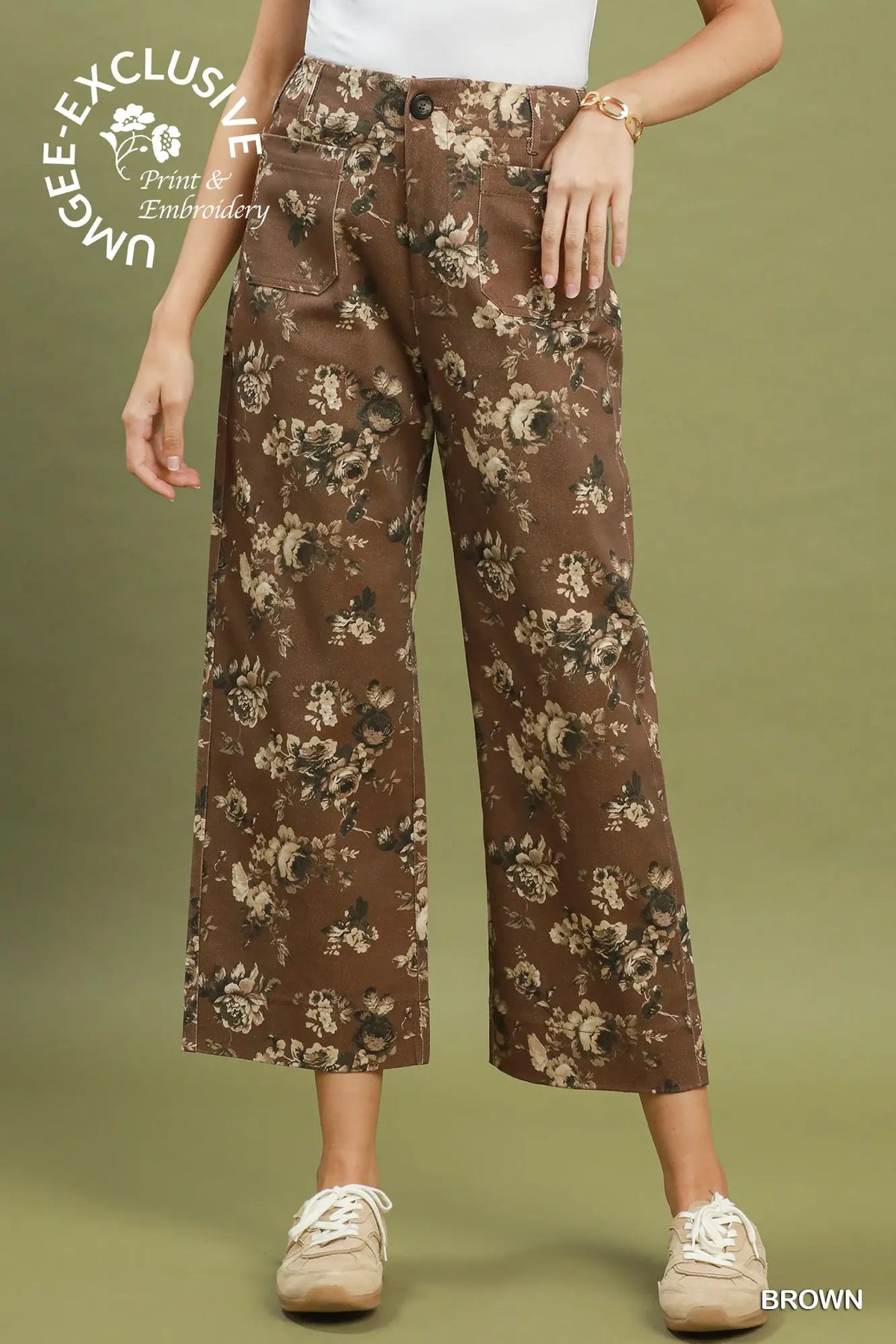 Adeline Floral Pants - Brown