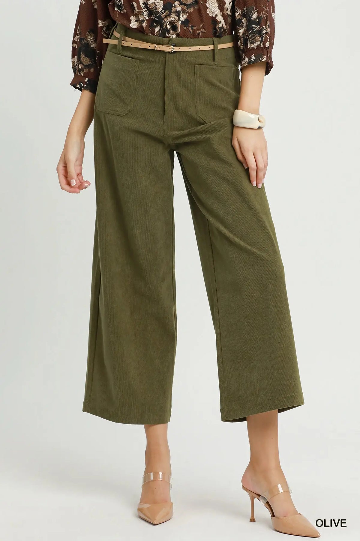 Adeline Corduroy Pants - Olive