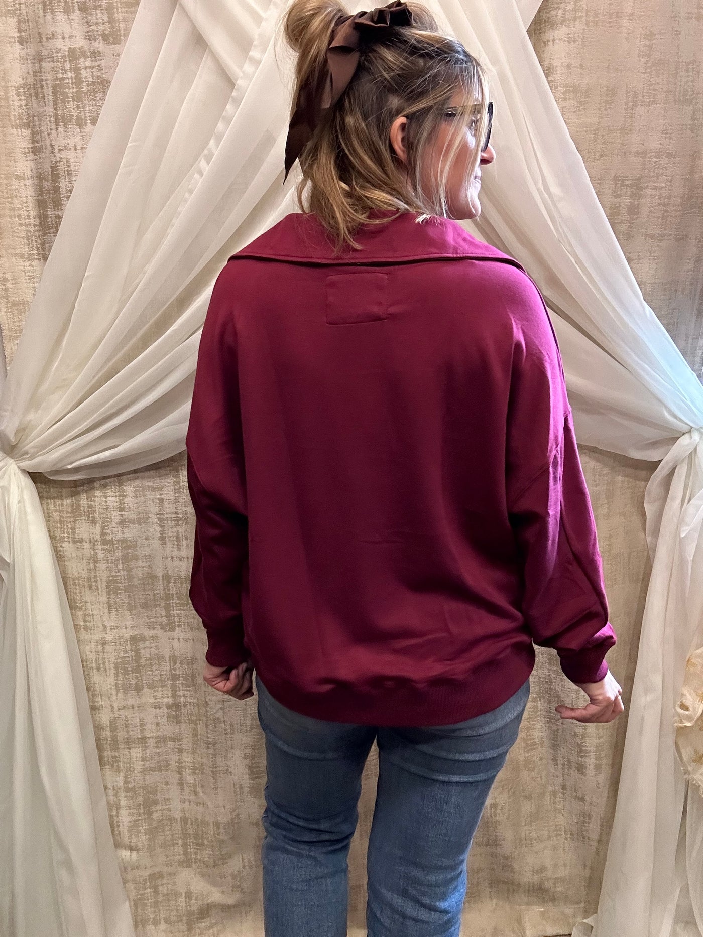 Wine Ultra Soft Pullover with Collar