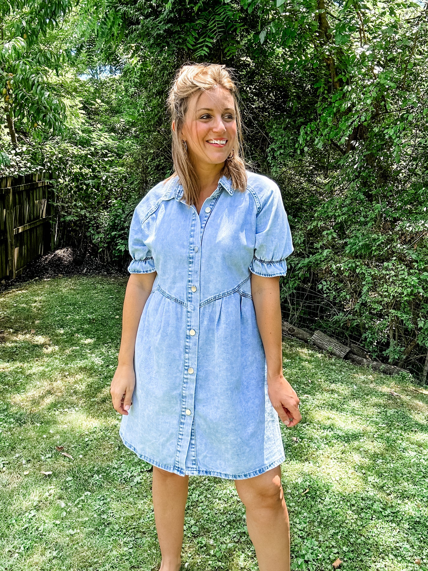 Light Denim Ruffle Dress