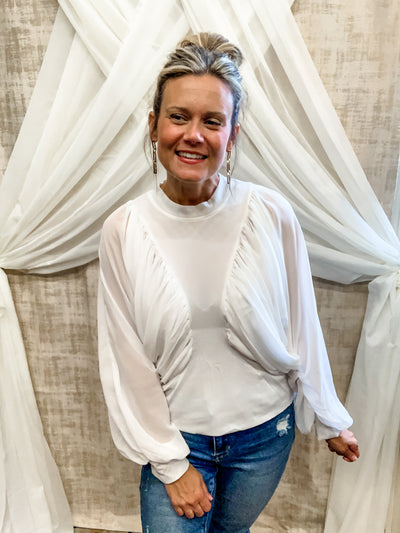 White Draped Blouse
