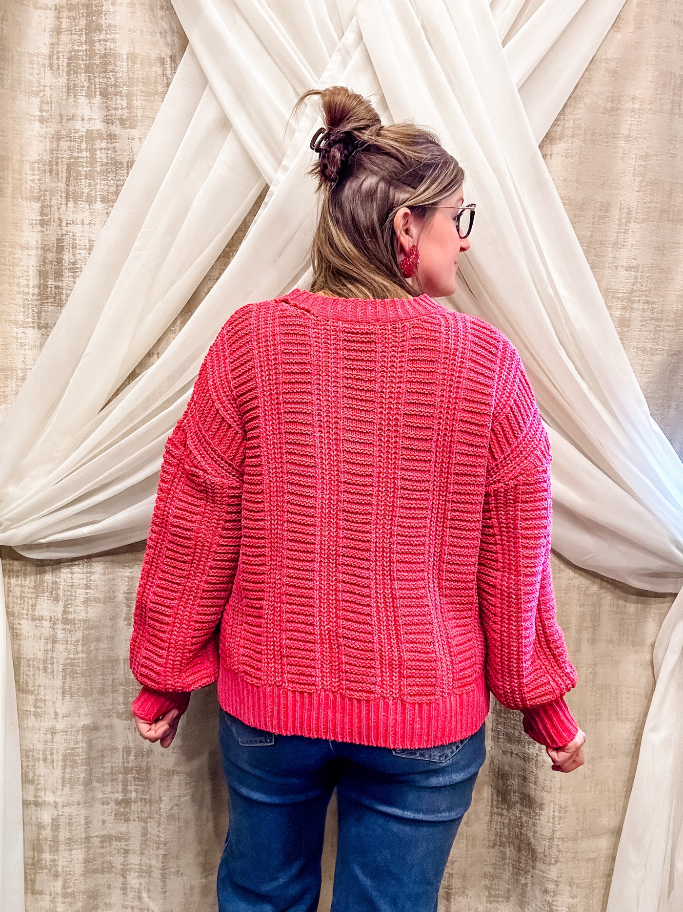 Red Two Tone Cozy Sweater