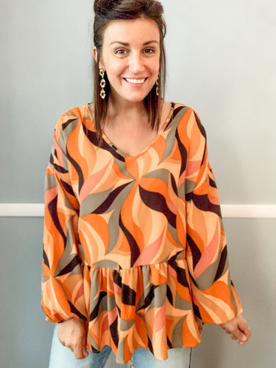 Rust Color Splash Boho Top