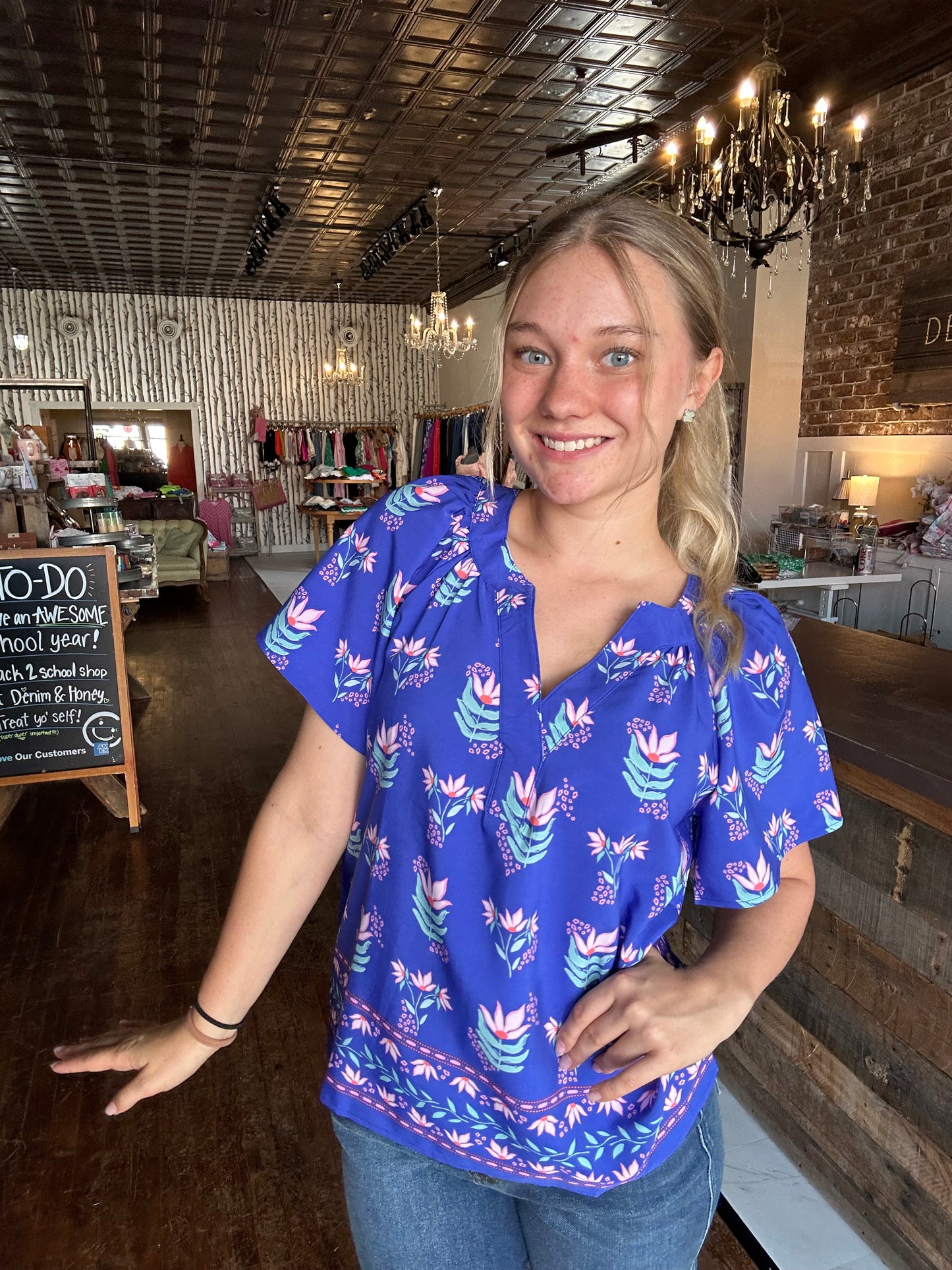 Lori Top | Petal Keepsake Blue