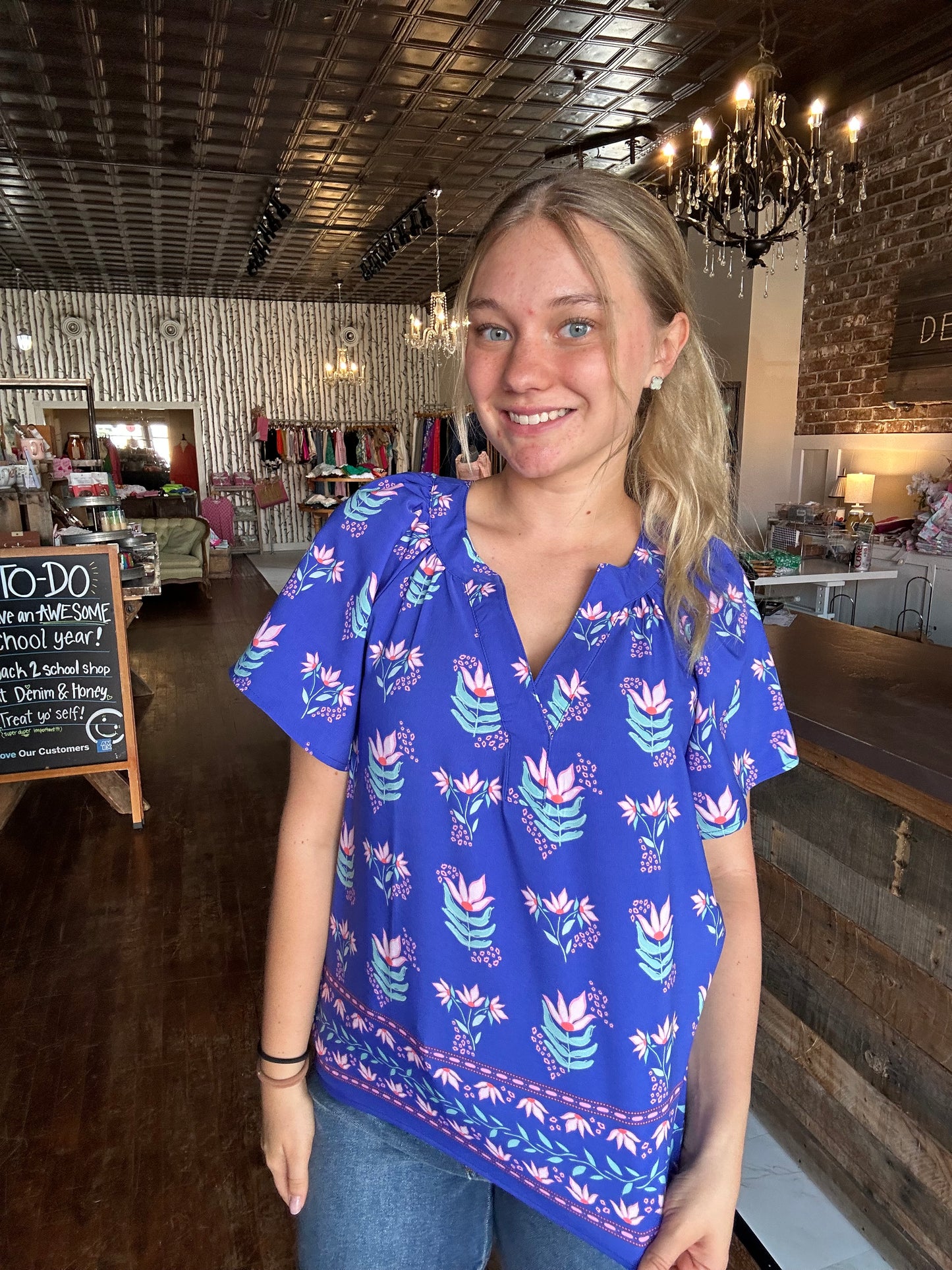 Lori Top | Petal Keepsake Blue