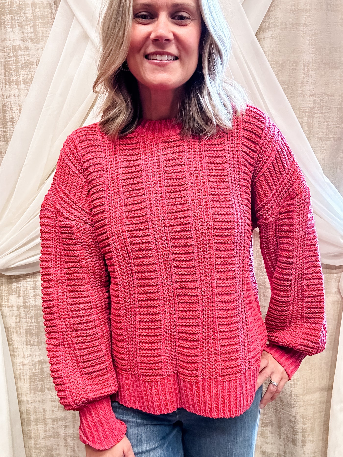 Red Two Tone Cozy Sweater