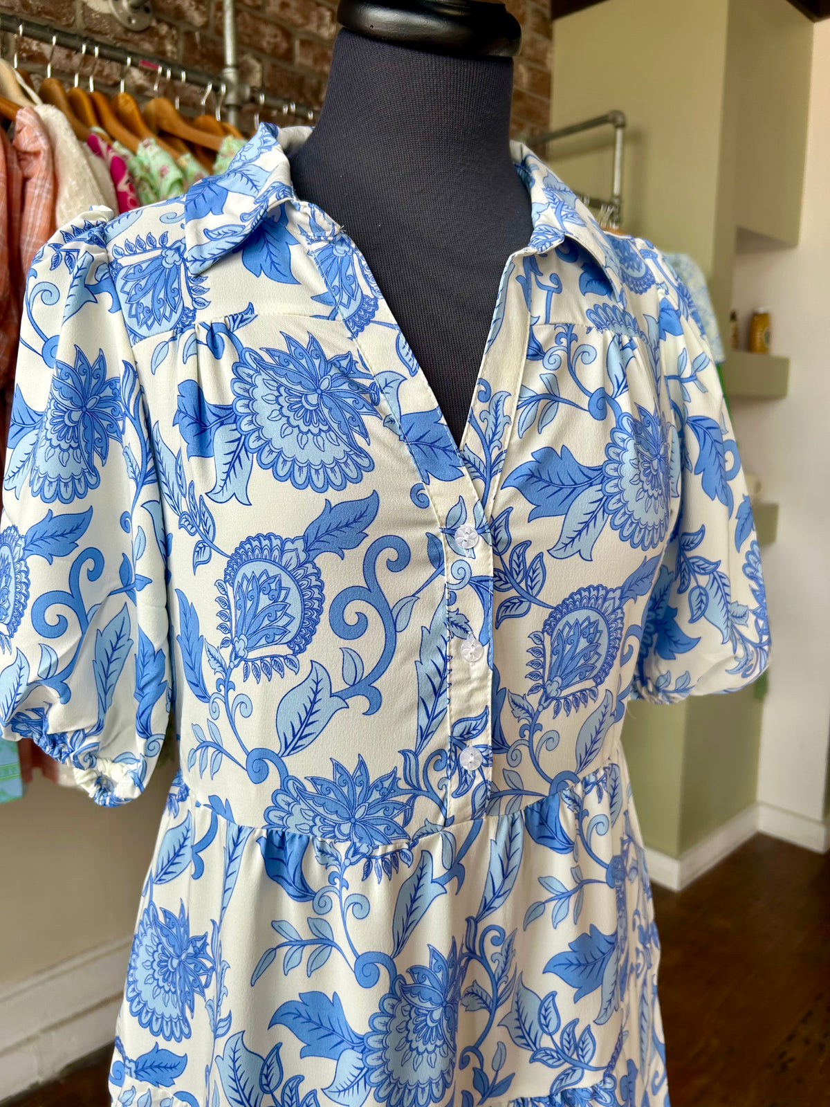 Eloise Dress | Porcelain Vines Blue