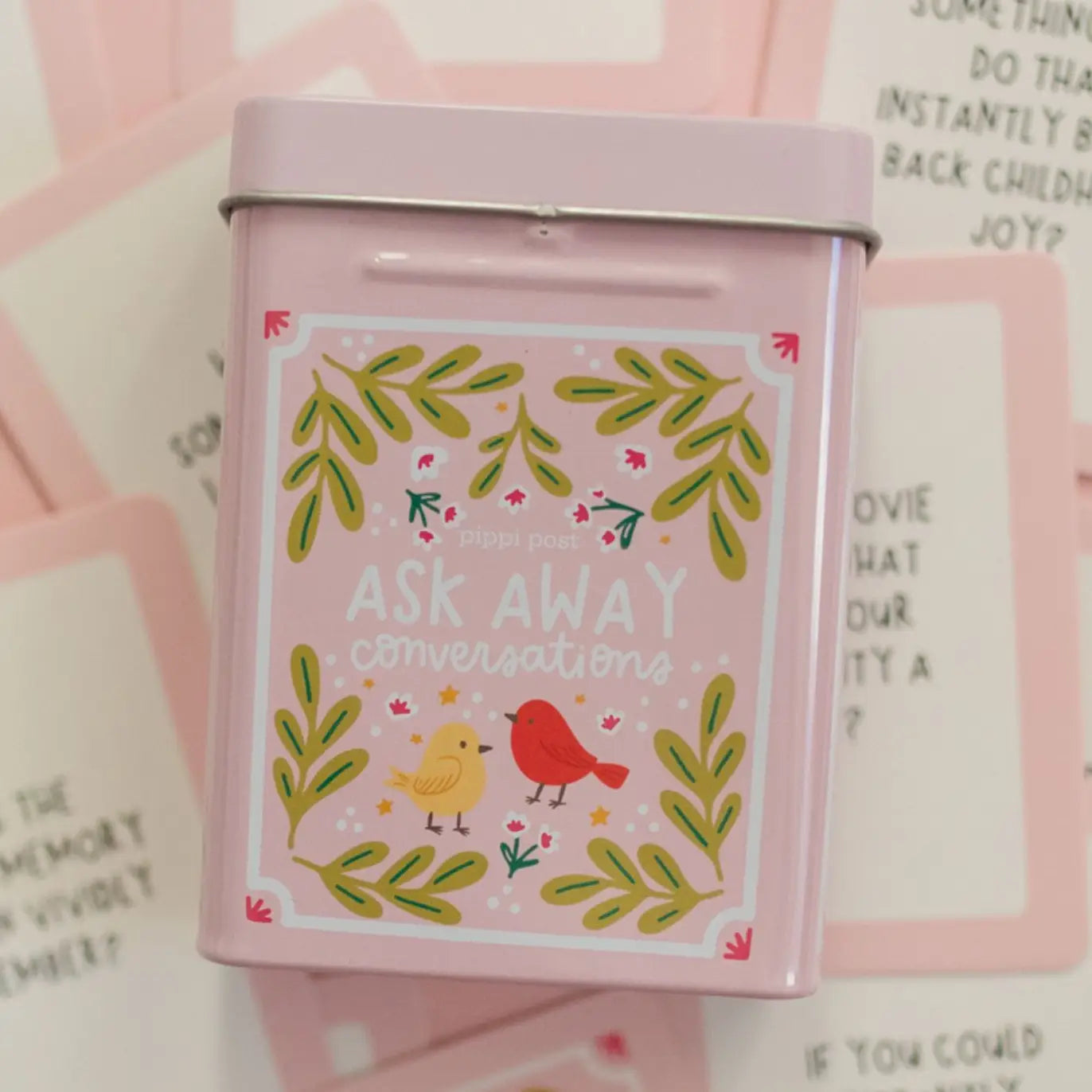 Ask Away Conversation Cards - Deck of Cards + Storage Tin