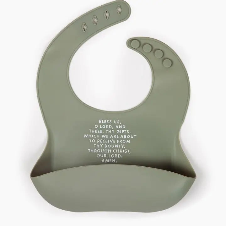 Meal Blessing Silicone Bib - Sage